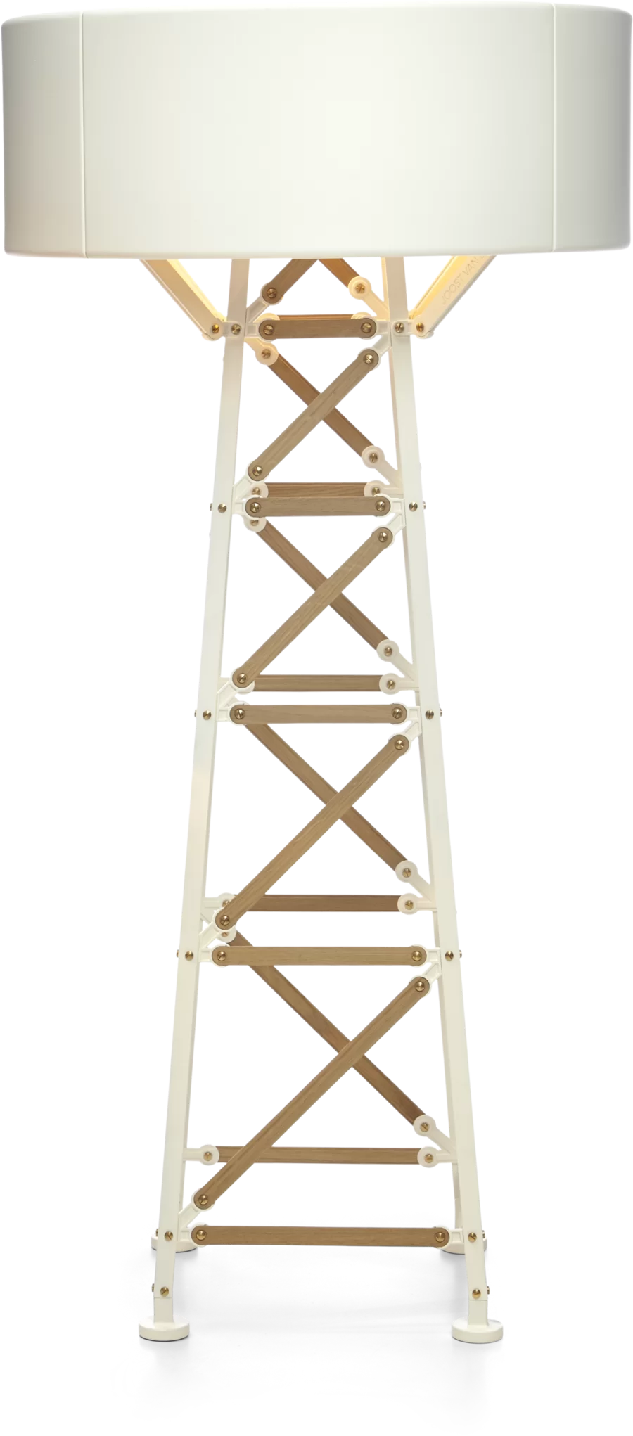 Frontview of The Moooi Construction Lamp in the medium size and in the colour white.